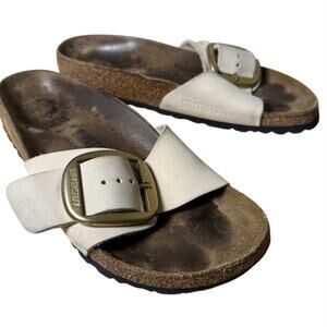 Birkenstock Womens Madrid Big Buckle Nubuck Leather Slide On Sandal EU 37 US 6